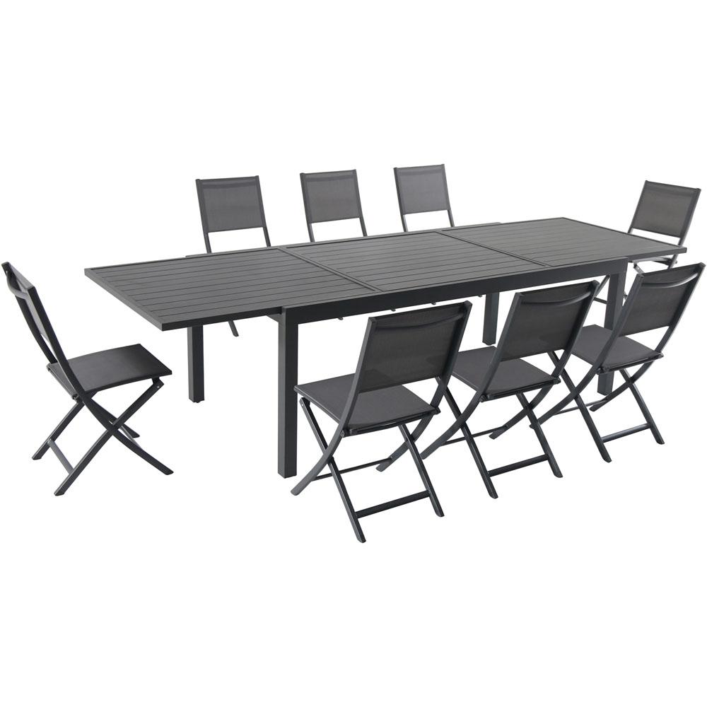 Hanover Naples 9 Piece Aluminum Outdoor Dining Set With 8 Folding Sling Chairs And A 40 In X 118 Expandable Table Napdn9pcfd Gry The Home Depot - Folding Dining Table And Chairs Set Black Hanover Naples 9 Piece Aluminum Outdoor Dining Set With 8 Folding Sling Chairs And A 40 In X 118 Expandable Table Napdn9pcfd Gry The Home Depot - Folding Dining Table And Chairs Set Black