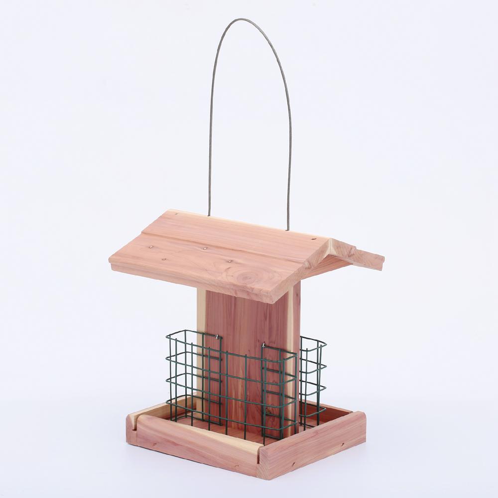 Worth Garden 7 In Red Cedar Wood Double Suet Small Cottage Bird