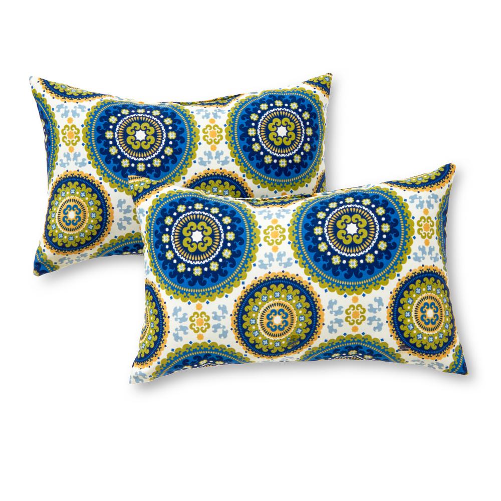 Greendale Home Fashions Summer Medallion Lumbar Outdoor Throw Pillow Summer Medallion Lumbar Outdoor Throw Pillow 2 Pack