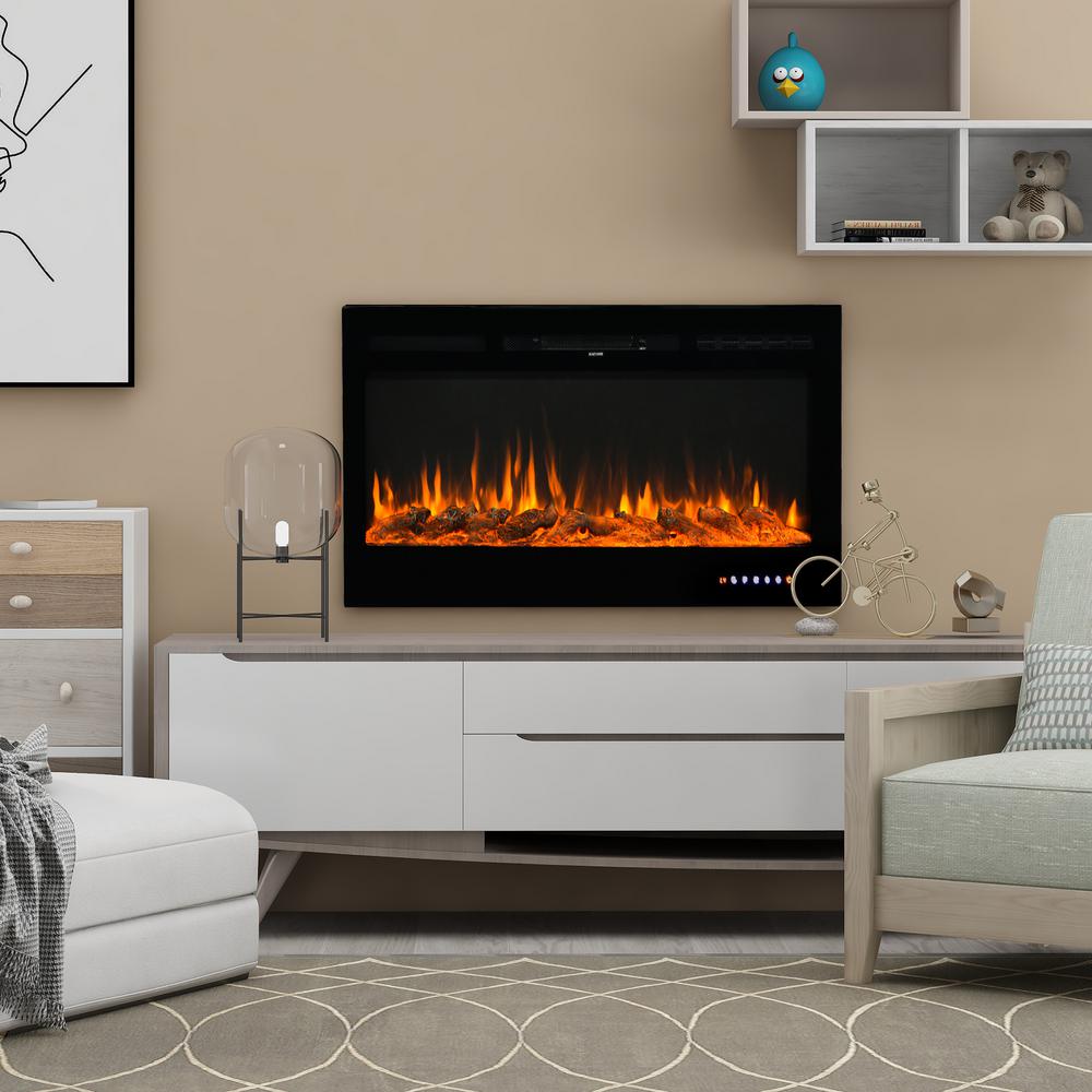 Nestfair Amarah 36 in. LED Recessed WallMount Electric Fireplace with