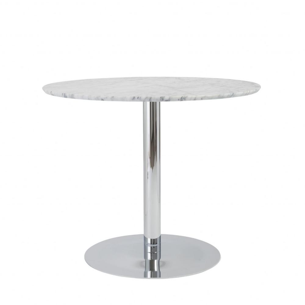 HomeRoots Amelia Gray Marble Top and Polished Stainless Steel Base