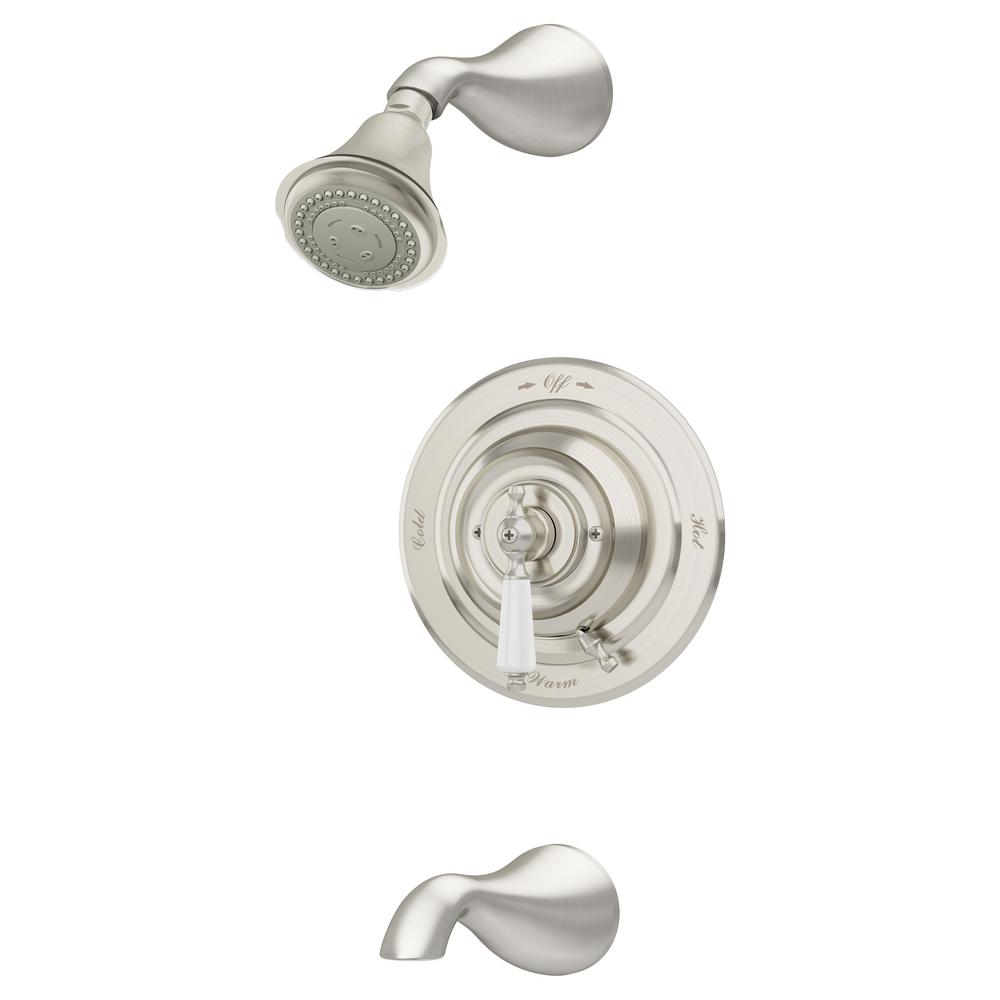 Symmons Carrington 1-Handle Tub/Shower Trim Kit In Satin Nickel (Valve ...