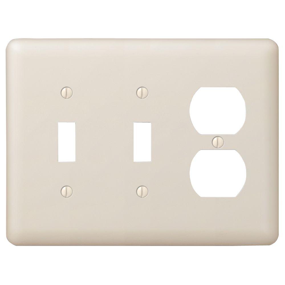 Hampton Bay Devon 2 Toggle and 1 Duplex Combination Wall Plate Almond