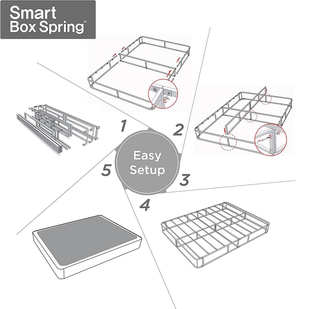 Zinus Armita 9 In King Metal High Profile Smart Box Spring Mattress Foundation With Easy Assembly Hd Abs 9k The Home Depot