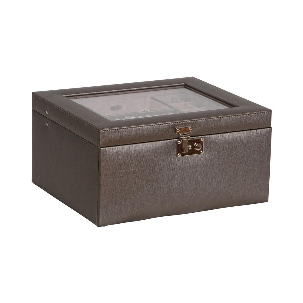 Mele Co Linden Pewter Faux Leather Jewelry Box 0063260 The Home Mele Co Linden Pewter Faux Leather Jewelry Box