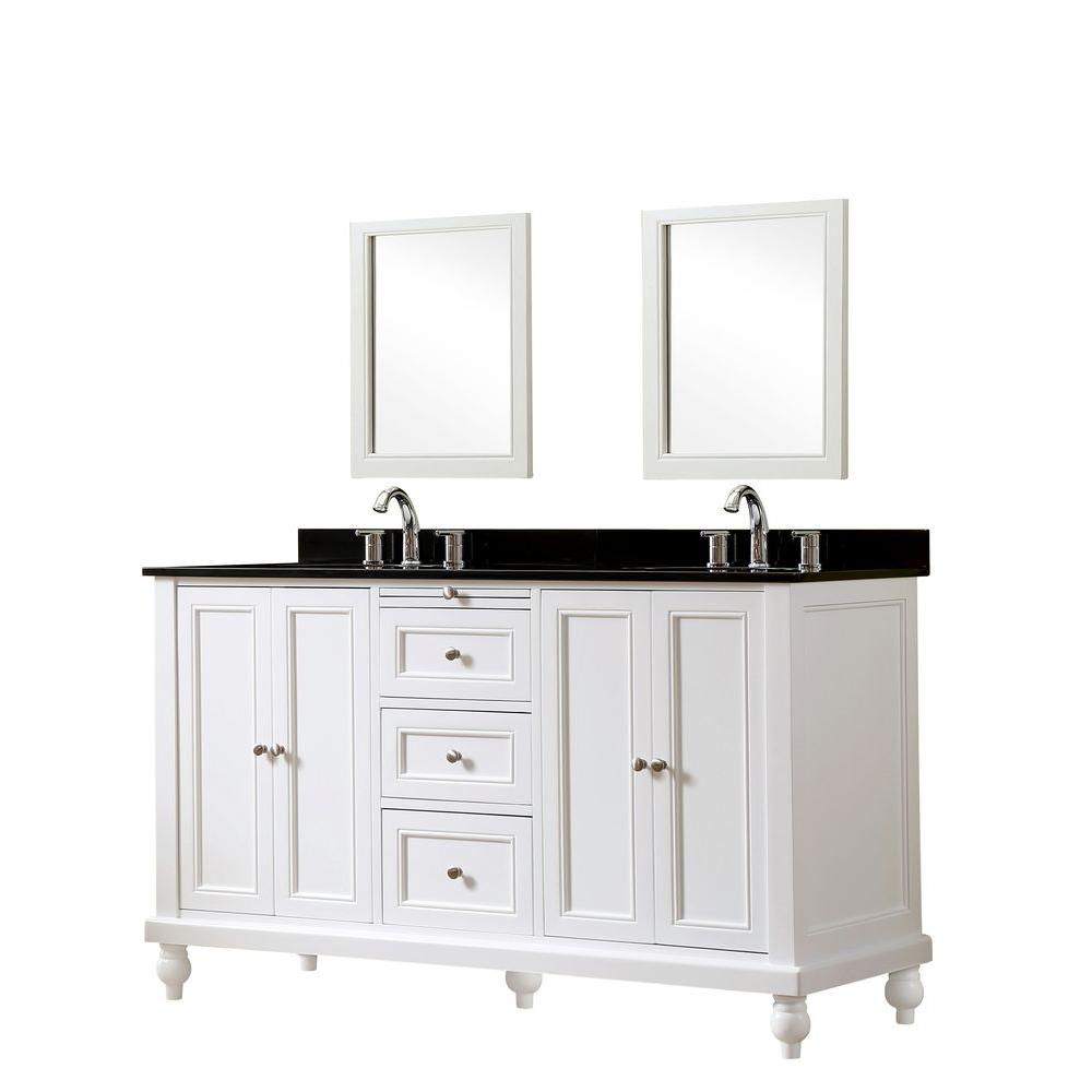 Direct vanity sink Classic 60 in. Vanity in White with Granite Vanity Top in Black with White
