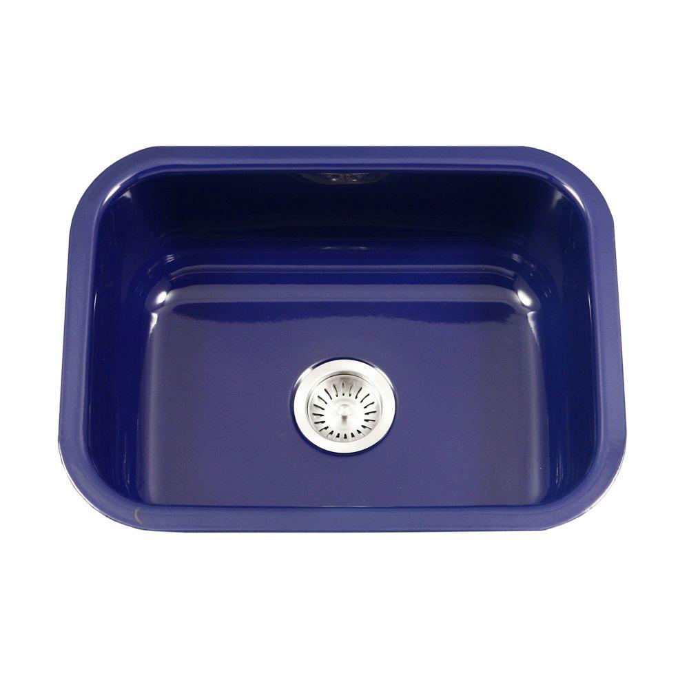HOUZER Porcela Series Undermount Porcelain Enamel Steel 23 ...