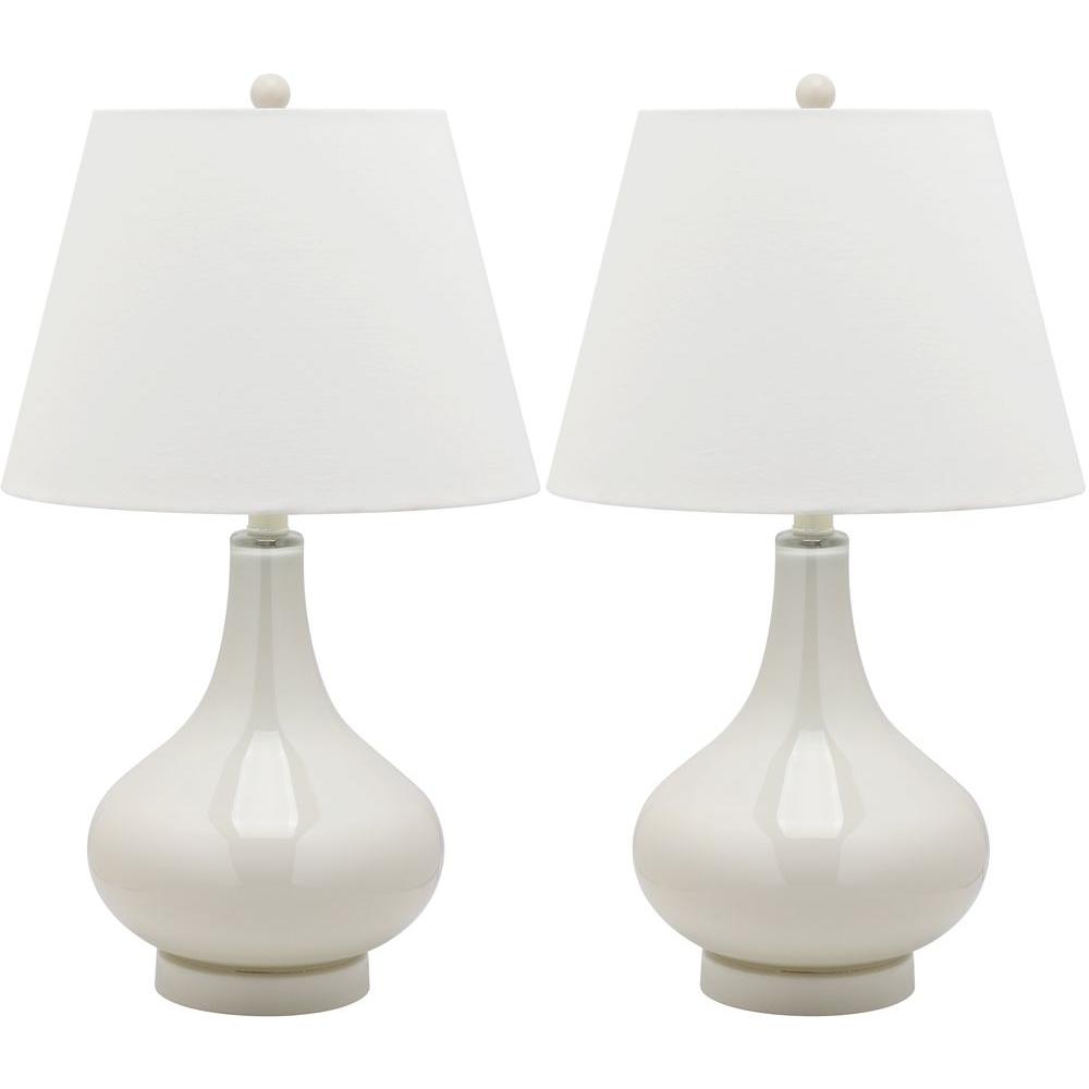 Safavieh Amy 24 in. Pearl Grey Gourd Glass Lamp (Set of 2)LIT4087F