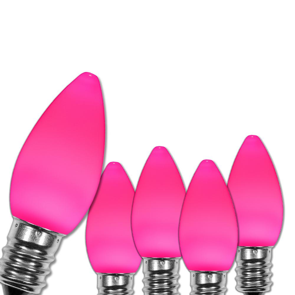 Wintergreen Lighting Opticore C7 Led Pink Smooth Opaque Christmas Opticore C7 Led Pink Smooth Opaque Christmas Light Bulbs 25 Pack