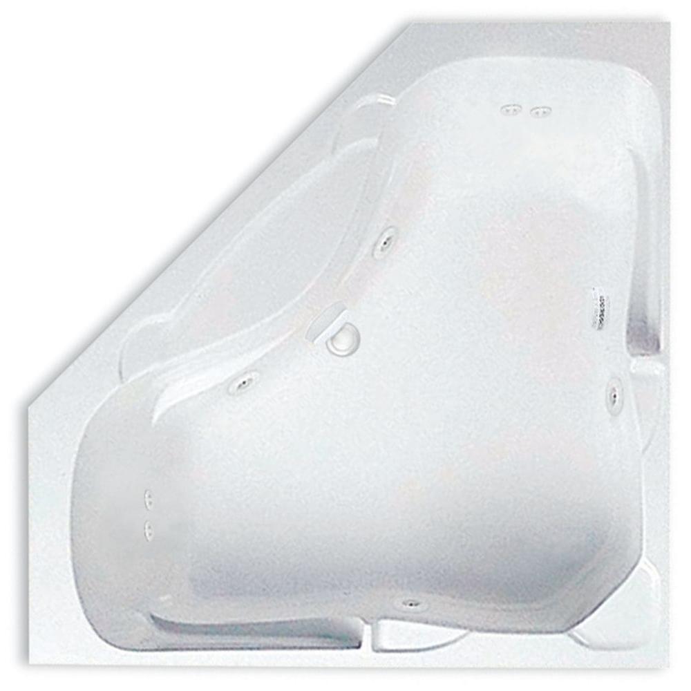 Aquatic Preakness 60 In Acrylic Center Drain Corner Drop In Whirlpool Bathtub With Heater In White Pump Location 2