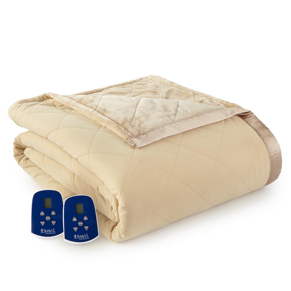 Micro Flannel Reverse To Ultra Velvet Full Camel Electric Comforter Micro Flannel Reverse To Ultra Velvet Full Camel Electric Comforter Blanket Ebuvflcml The Home Depot