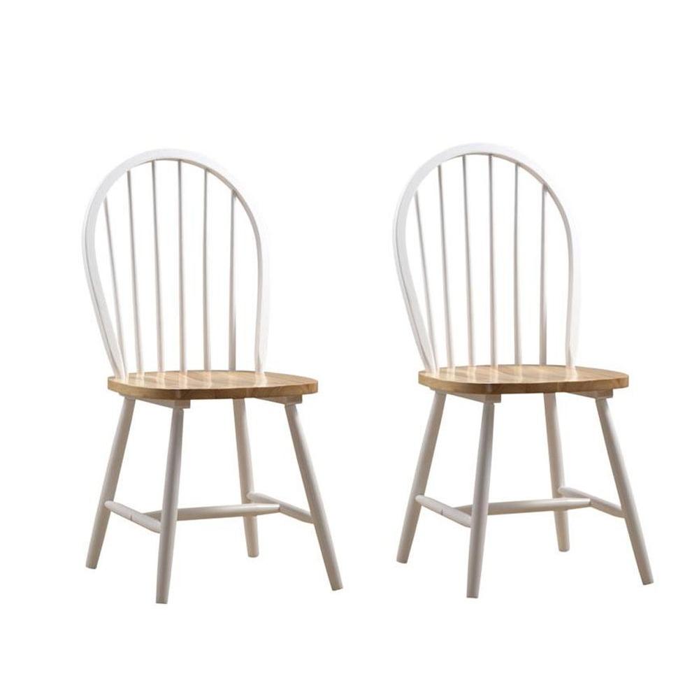 boraam farmhouse white and natural wood dining chair set of 231316  the  home depot