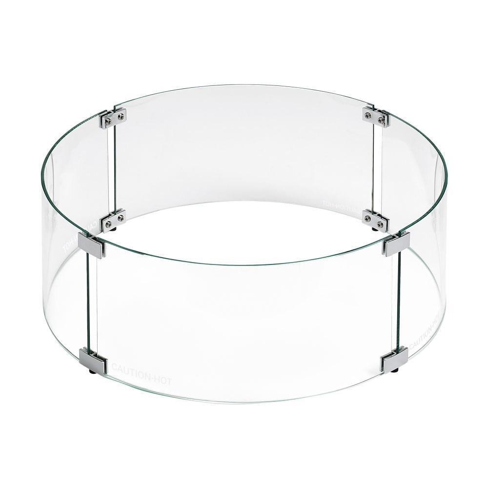 American Fire Glass FG-RSP-19 19" Diameter Glass Fire Table Wind Guard Flame Shield w/ 3/16" Inch Thick Panels for Round Natural Gas/Propane Firepits