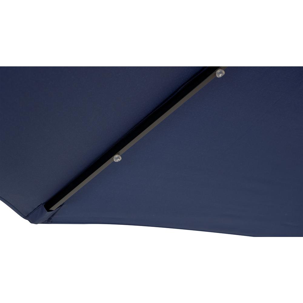 Sun Ray 9 Ft X 7 Ft Rectangular Market Solar Lighted Patio Umbrella In Navy 841050 The Home Depot