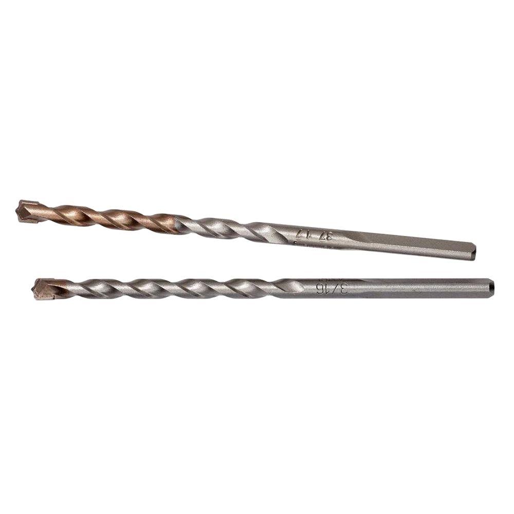 Milwaukee 3/16 in. x 4 in. 3Flat SecureGrip HammerDrill Bit (2Pack