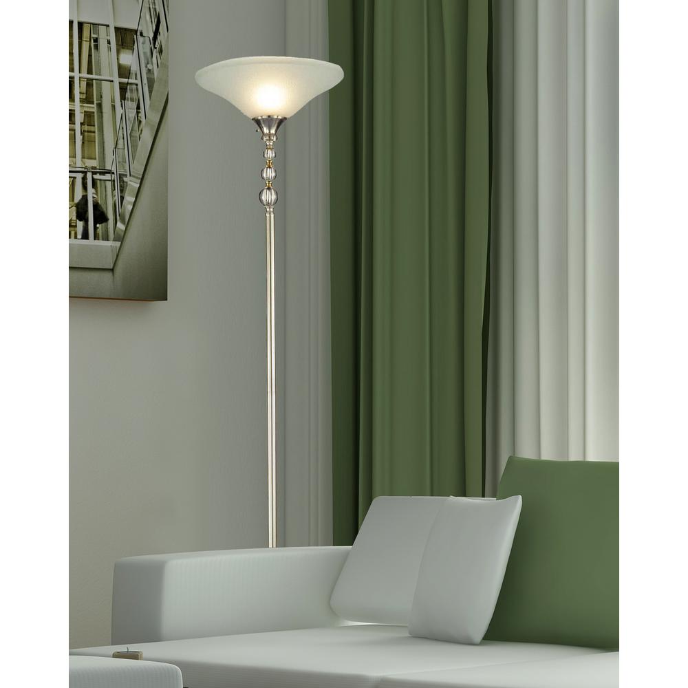 Dale Tiffany 72 In Nickel Optic Glass Torchiere With Glass Shade