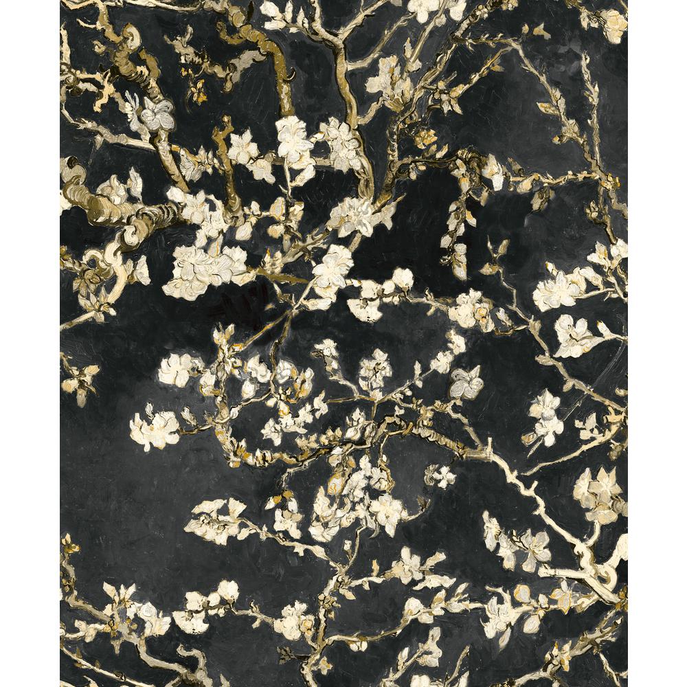 Walls Republic Almond Blossom Bold Floral Wallpaper Black Paper Strippable Roll Covers 57 Sq Ft R5001 The Home Depot