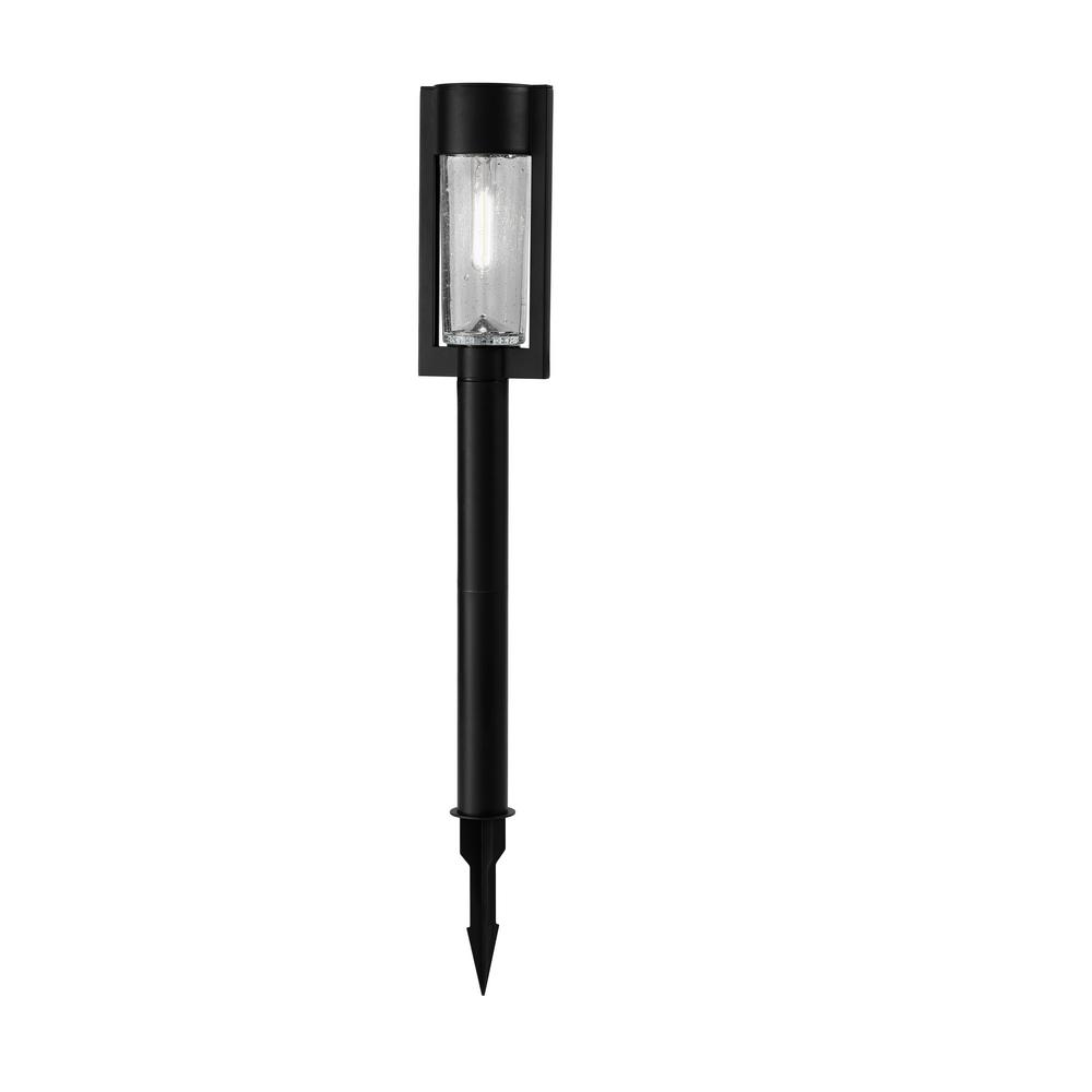 Hampton Bay Solar Black LED 15 Lumens Modern Bollard Path Light Set with Vintage Bulb (4-Pack)