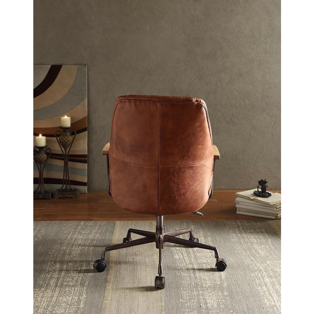 Office Chair Cocoa Leather Top Grain Leather Furniture Arm Support Desk