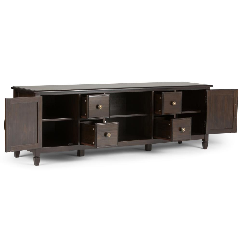 Simpli Home Connaught Solid Wood 72 In Wide Traditional Tv Media Simpli Home Connaught Solid Wood 72 In Wide Traditional Tv Media Stand Dark Chestnut Brown For Tvs Upto 80 3axccon 07 The Depot