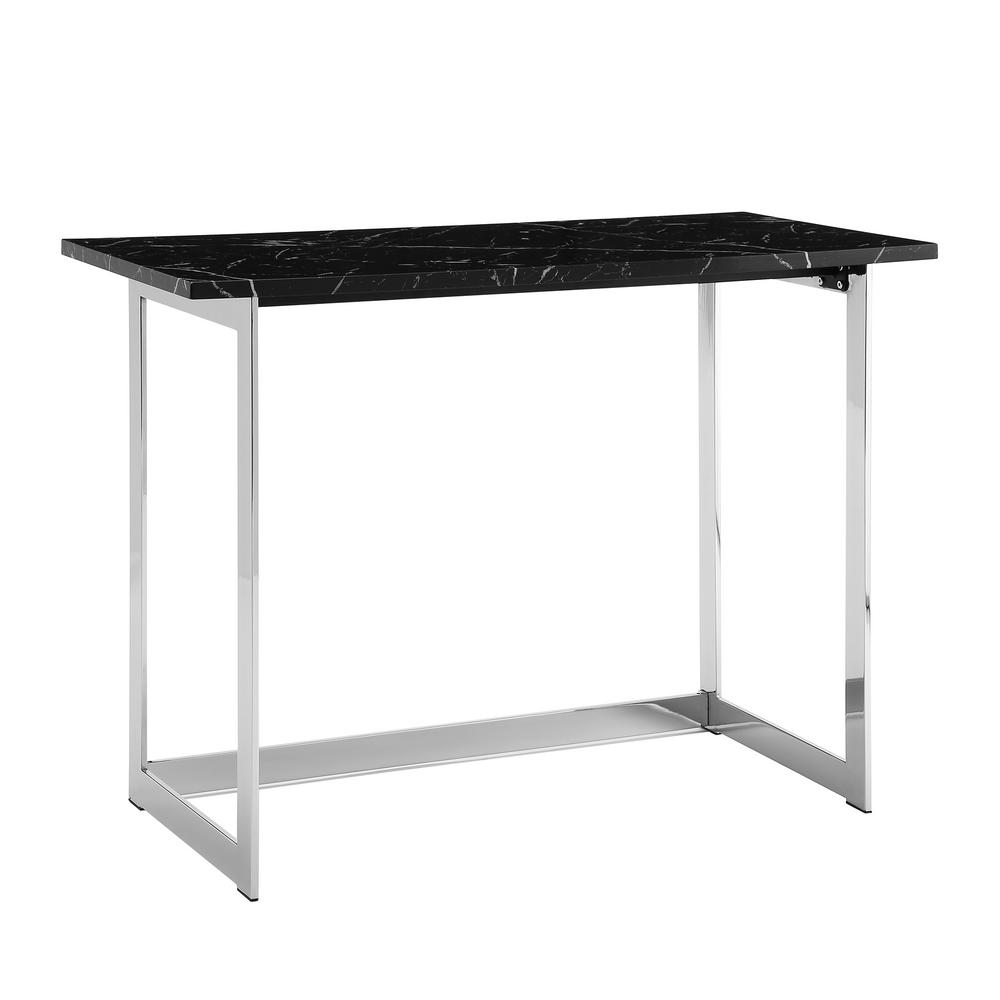 Walker Edison Furniture Company 42 In Black Marble Chrome 42 In Black Marble Chrome Contemporary Modern Faux Work Writing Computer Desk