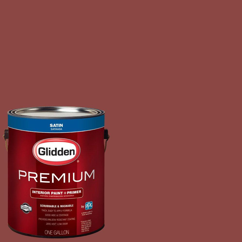 Glidden Premium 1 Gal Hdgr64 Rusty Red Satin Interior Paint With Primer