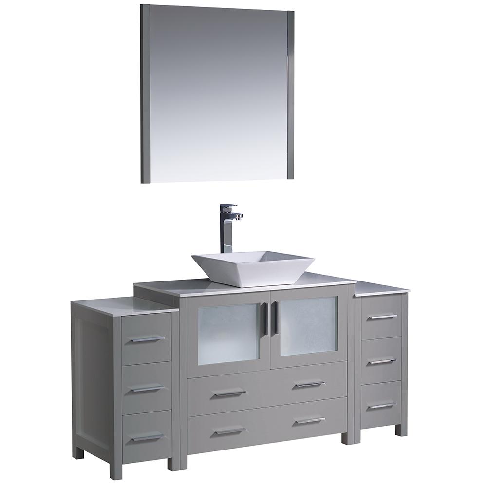 Fresca Torino 60 In Bath Vanity In Gray With Glass Stone Vanity