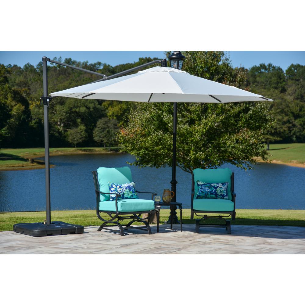 Hampton Bay 11 Ft Aluminum Cantilever Tilt Patio Umbrella In Off White With Black Pole 9119 01569900 The Home Depot