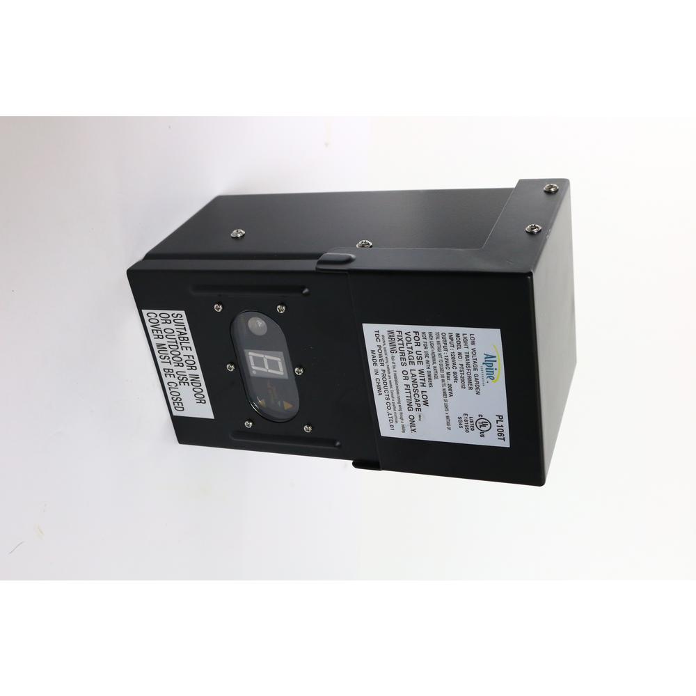 Alpine Corporation 200 Watt Steel Transformer with Timer and Photo Cell Black