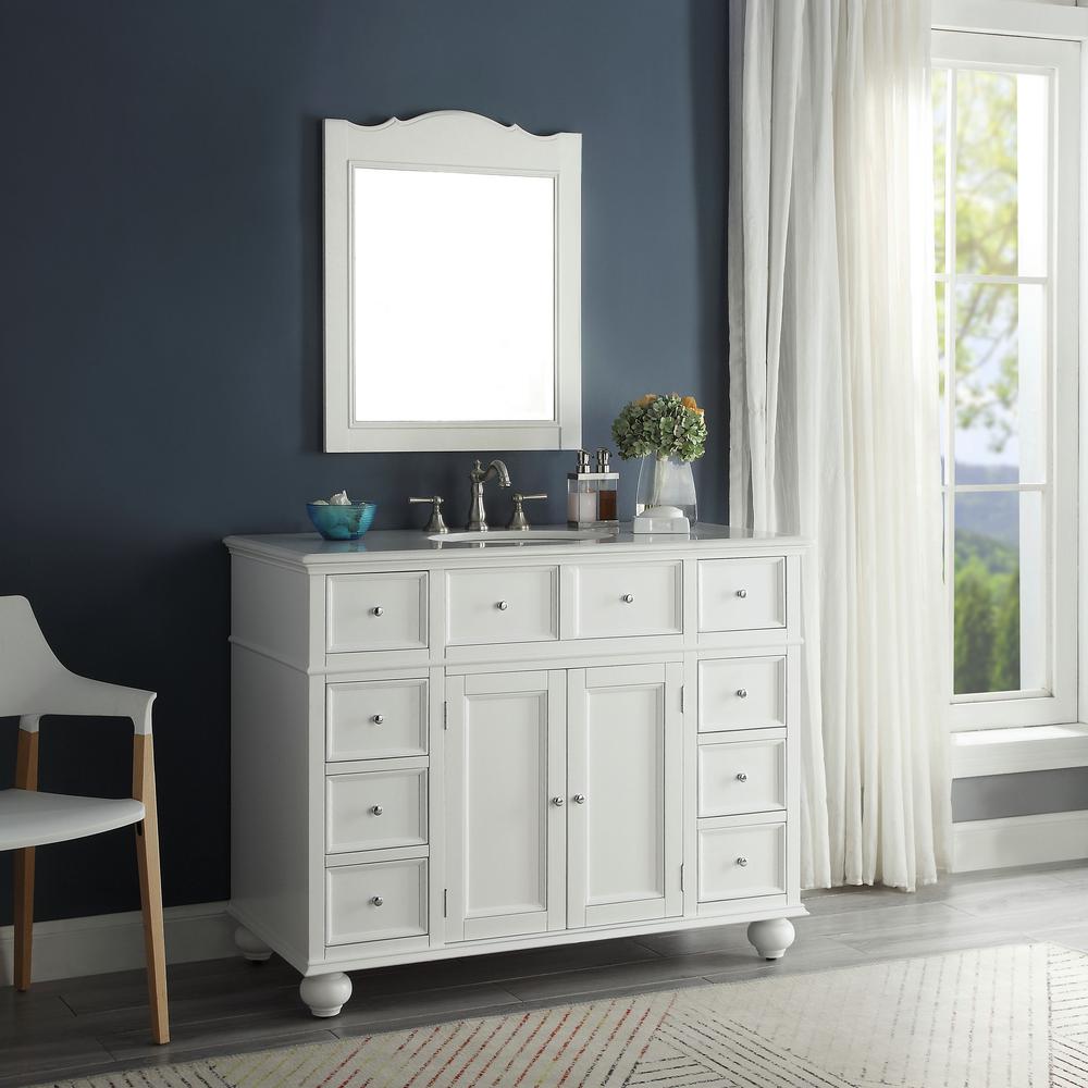 White With Natural Marble Vanity Top, 44 Inch Bathroom Vanity Set