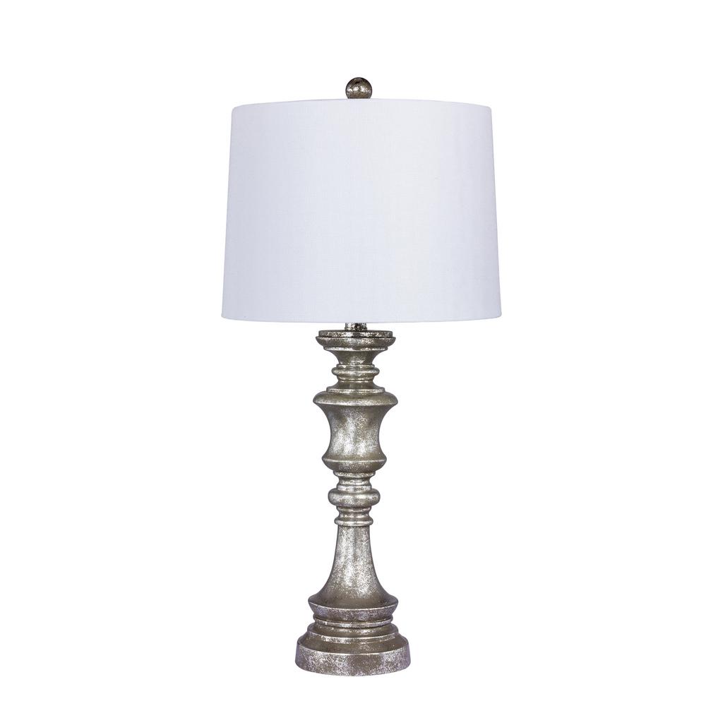 Fangio Lighting 27 75 In Candlestick Resin Table Lamp A Antiqued Silver Leaf