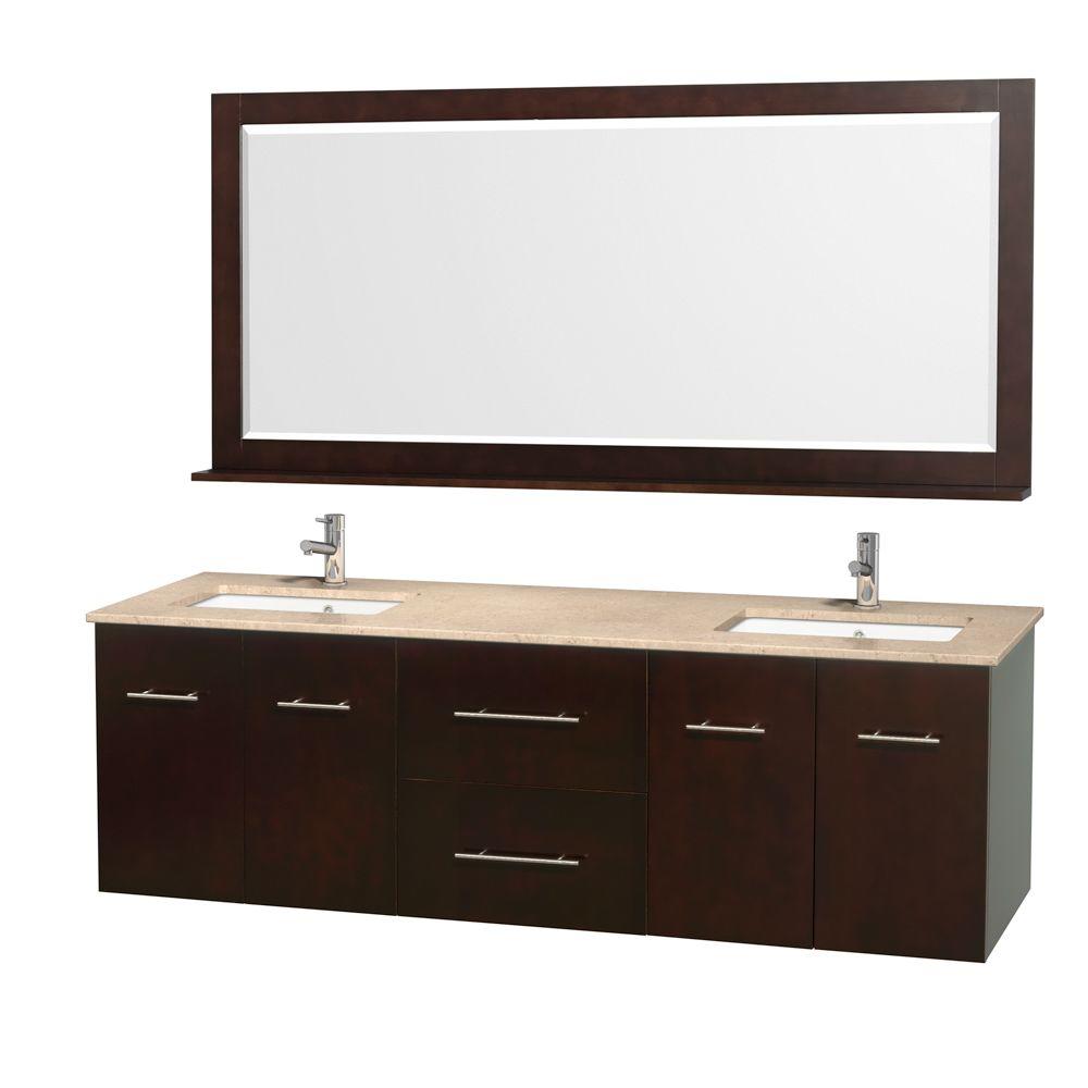 Wyndham Collection Centra 72 inch Double Vanity in Espresso with Marble Vanity... by Wyndham Collection