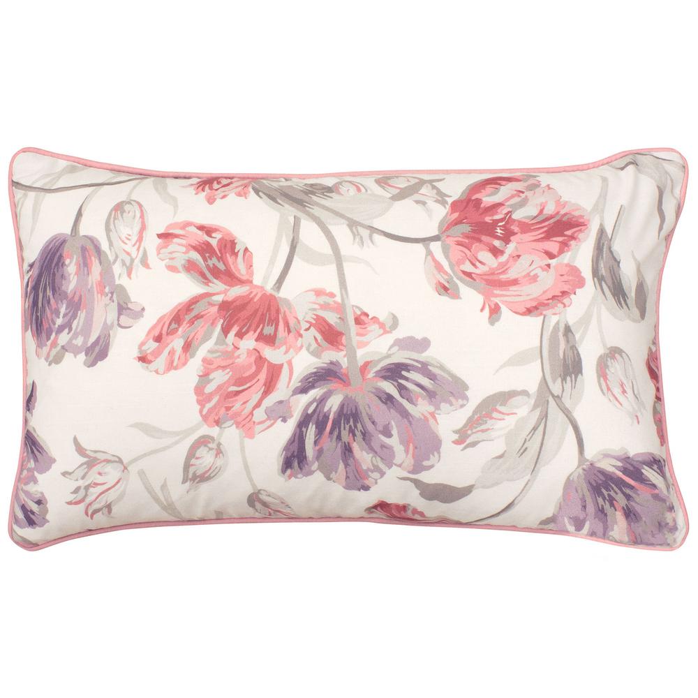 Laura Ashley Daisy Shag White And Pink And Purple Solid Down 14 In X 24 In Throw Pillow Lap The Home Depot