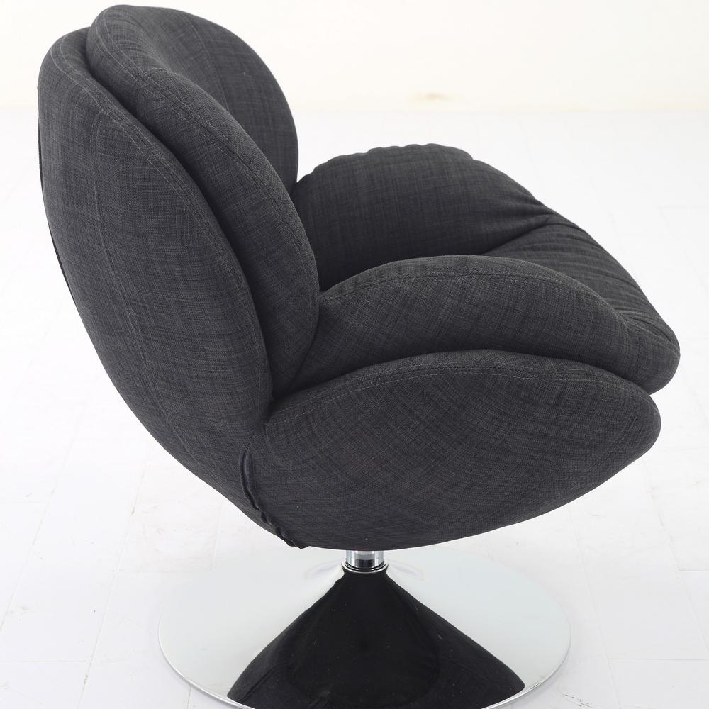 New Ridge Home Goods Comfy Grey Upholstered Swivel Scoop Chair