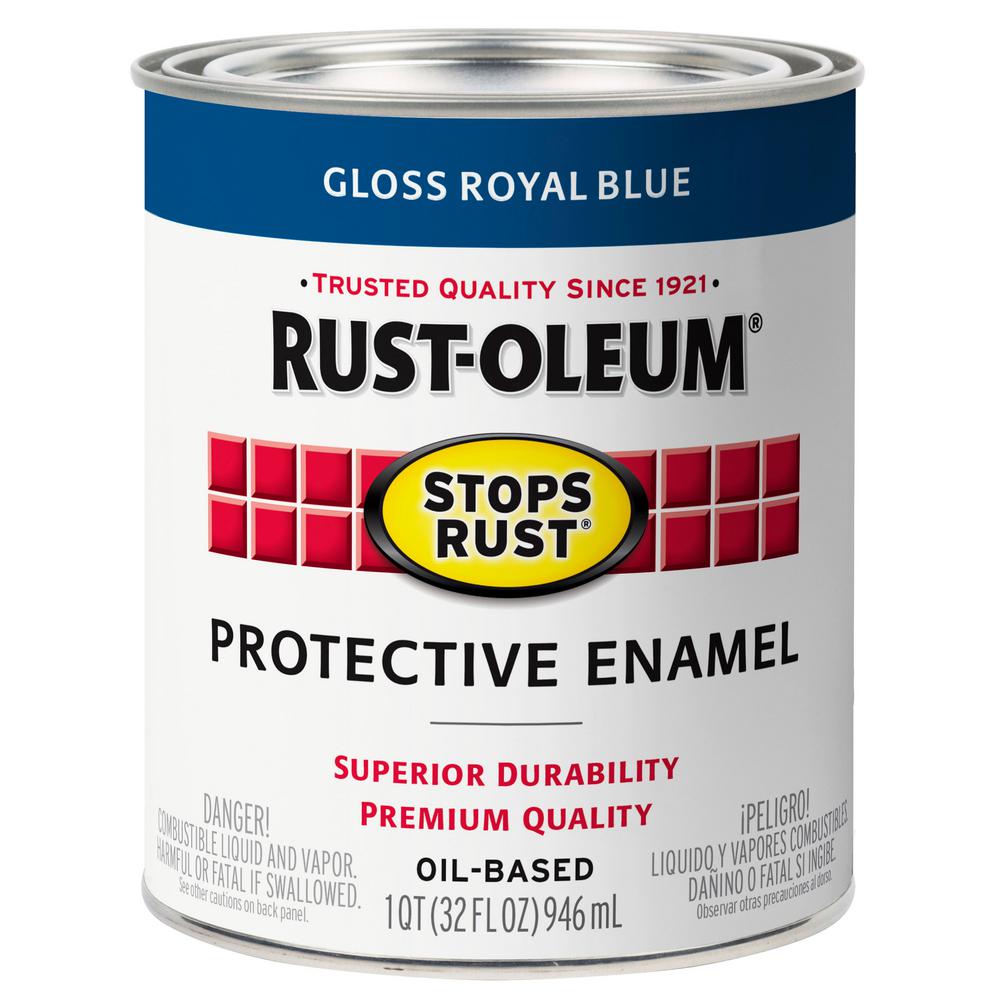 Rust-Oleum Stops Rust 1 Qt. Low VOC Protective Enamel Gloss Royal Blue ...