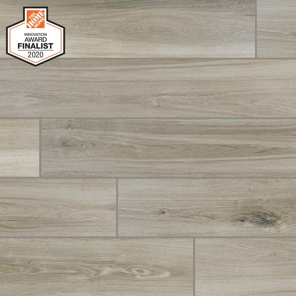 Daltile Quictile 6 In X 36 In River Wood Glazed Porcelain Locking Floor Tile 1015 Sq Ft Case Rv84636clk1p The Home Depot