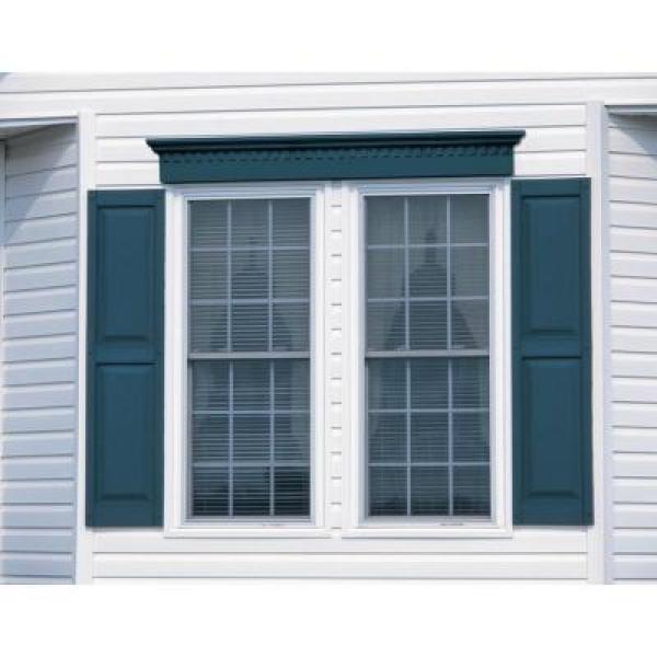 12 in. x 43 in. Raised Panel Vinyl Exterior Shutters Pair in #002 Black
