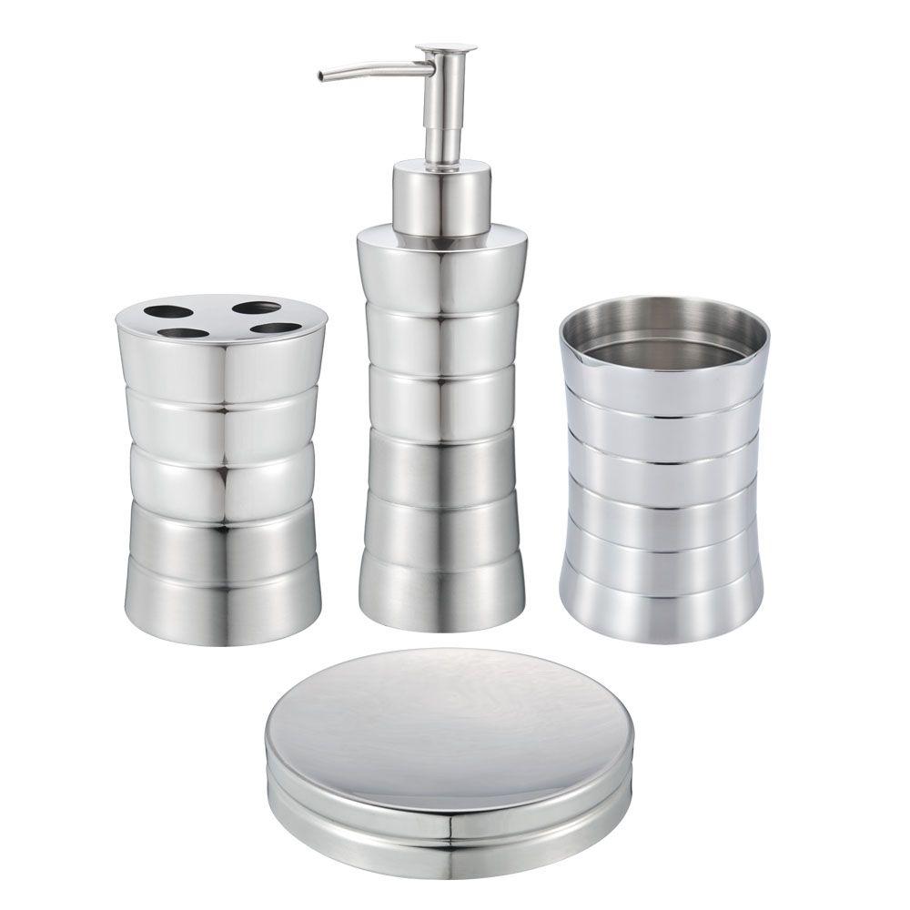 Stainless Steel Bathroom Accessory Sets Decor The 4 Piece Stainless Steel Bath Accessory Set In Matte And Shiny