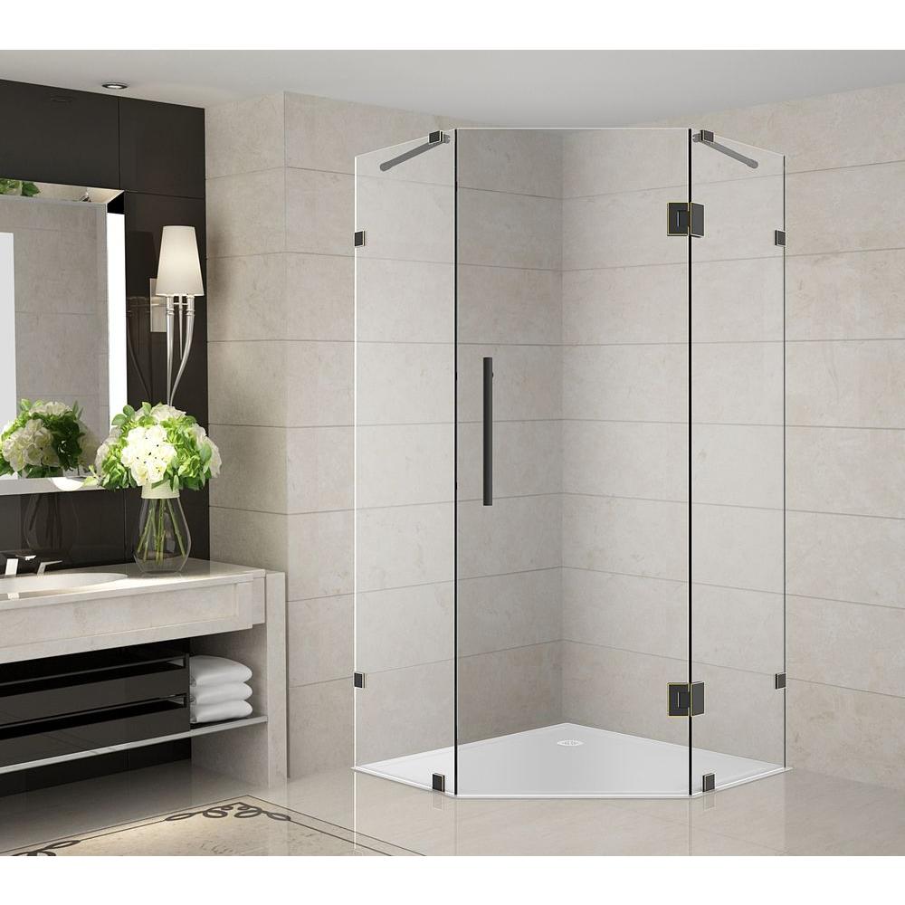 Aston Neoscape 38 In X 72 Completely Frameless Neo Angle Shower Enclosure Oil Rubbed Bronze