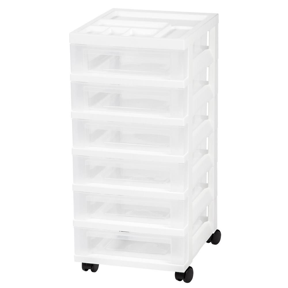 Iris 68 Qt 6 Drawer Cart Storage Bin In White 116845 The Home Depot
