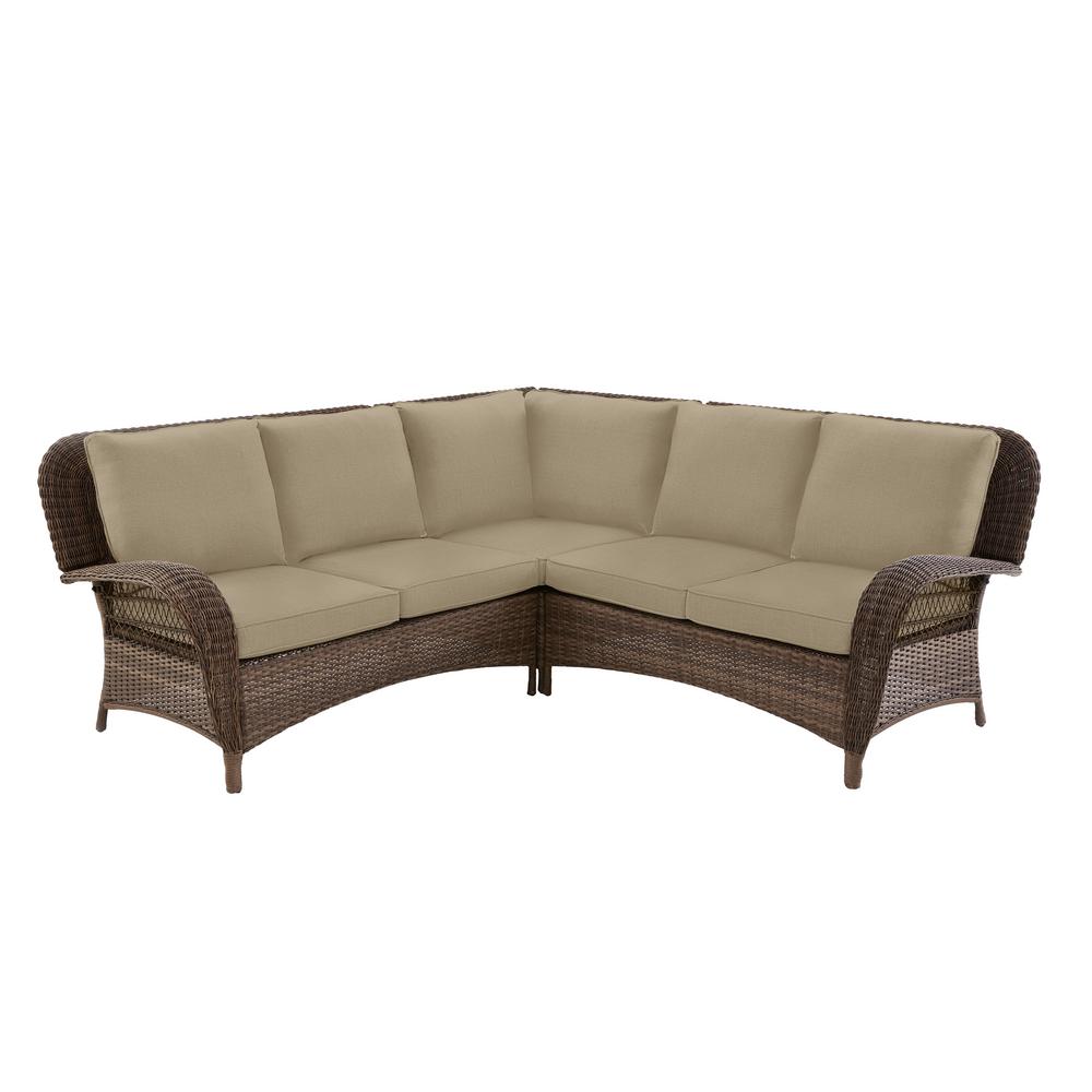 Hampton Bay Beacon Park 3Piece Brown Wicker Outdoor Patio Sectional
