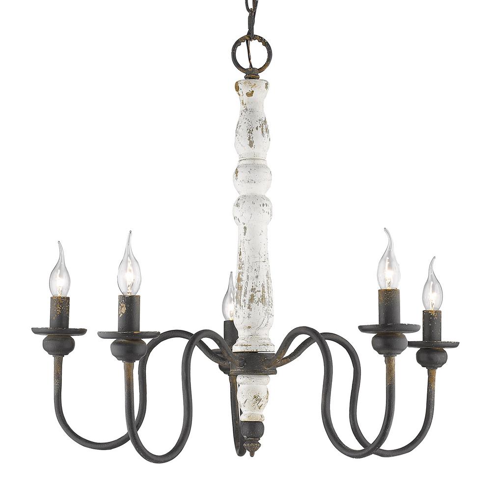 Golden Lighting Astoria Collection 5-Light Antique Black Iron Chandelier