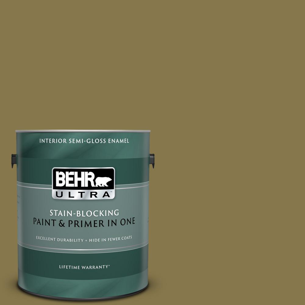 BEHR ULTRA 1 gal. M3307 Green Tea Leaf SemiGloss Enamel Interior