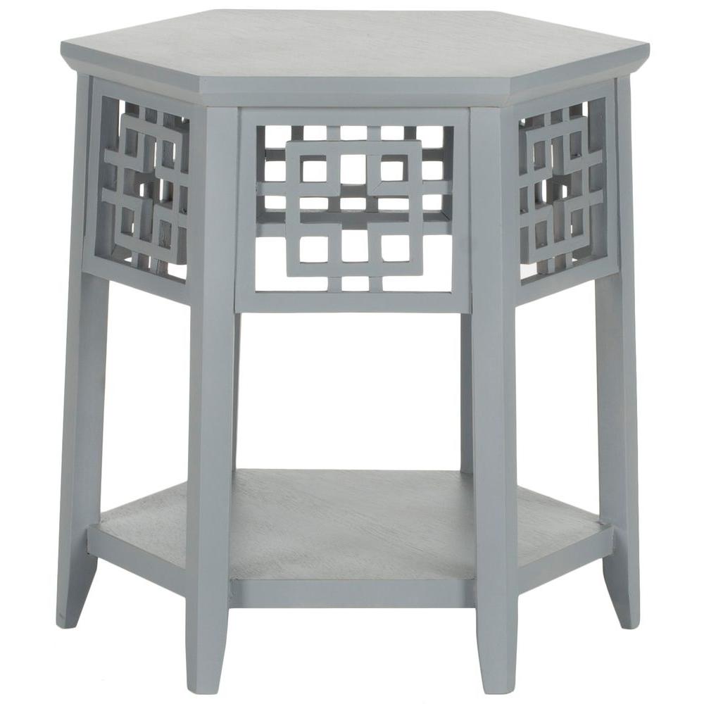 Safavieh Zelda Pearl Blue Grey End Table Amh4616b The Home Depot Safavieh Zelda Pearl Blue Grey End Table