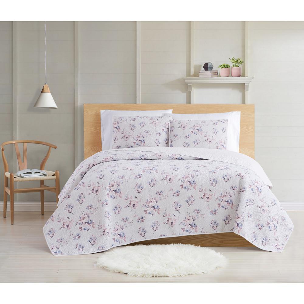 Cottage Classics Rose Dusk Multi Cotton Twin Xl Quilt Set Qs3247txl 2600 The Home Depot