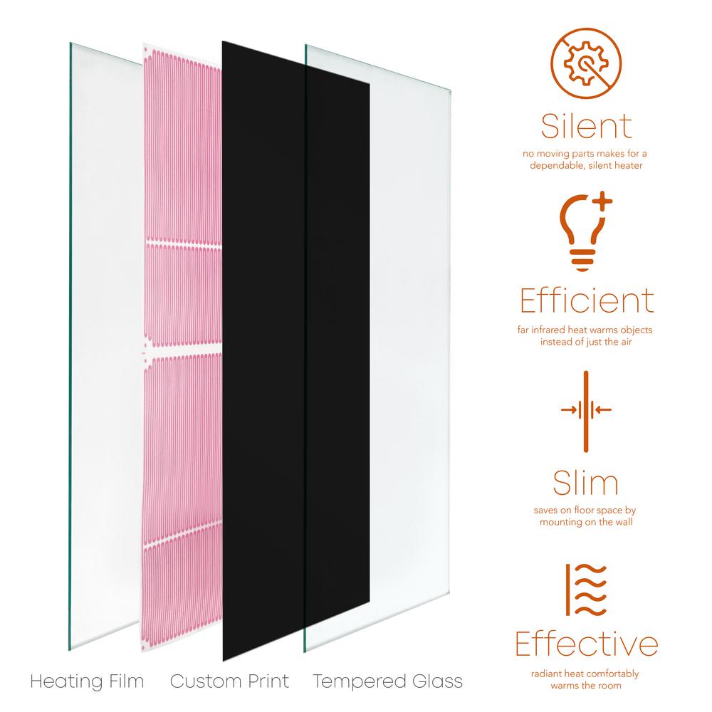 Heat Storm 24 In X 48 In 750 Watt Black Decorative Glass Heater Wall Panel