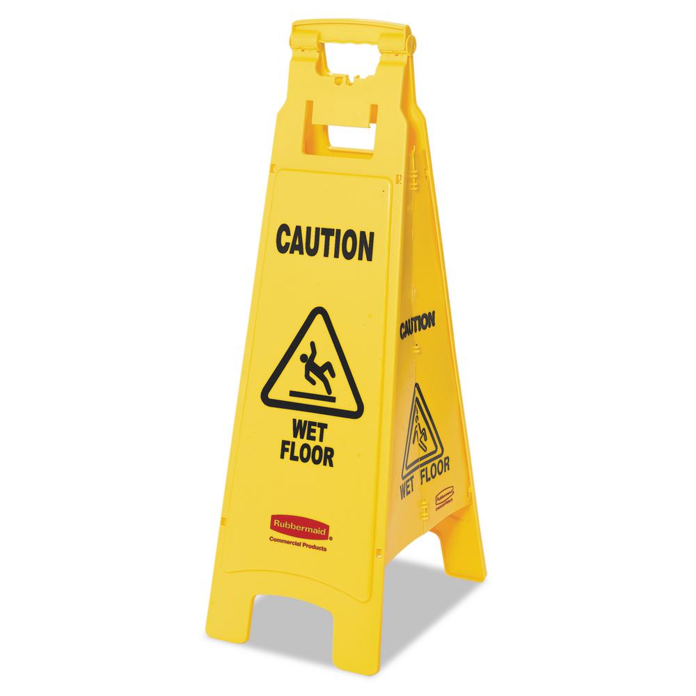 Rubbermaid Floor Sign With Caution Wet Floor Imprint 4 Sided In