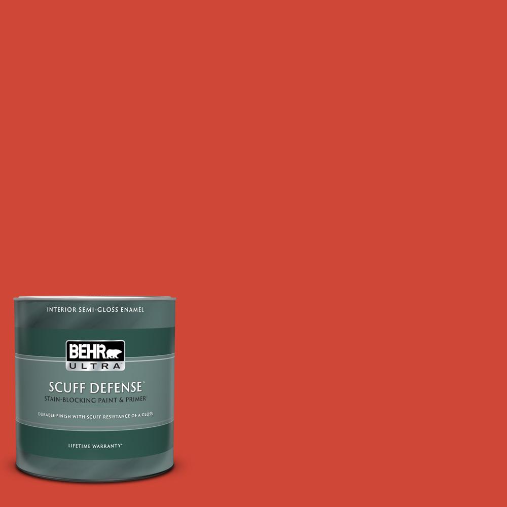 BEHR ULTRA 1 qt. 180B6 Fiery Red Extra Durable SemiGloss Enamel