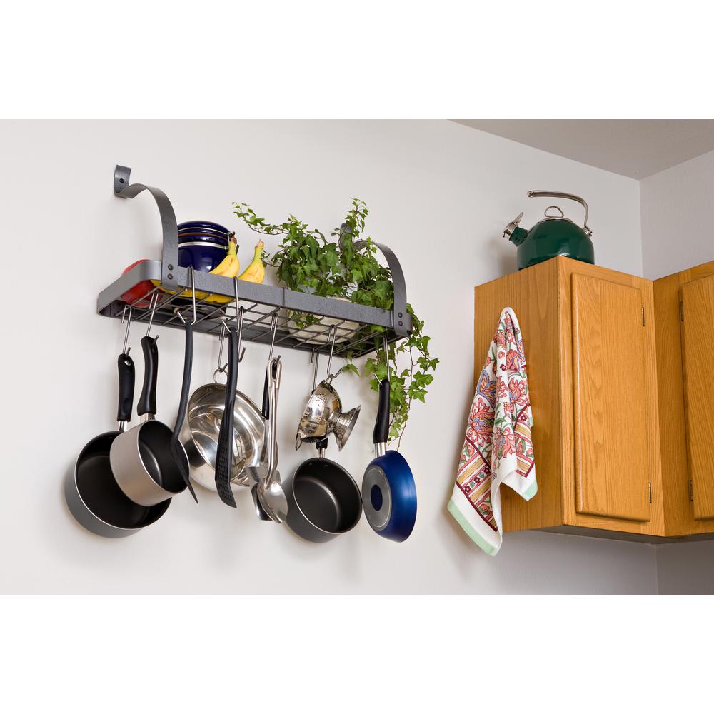 Enclume Rack It Up Bookshelf Steel Gray Powder Coat Wall Pot RackMPB 06 PC The Home Depot