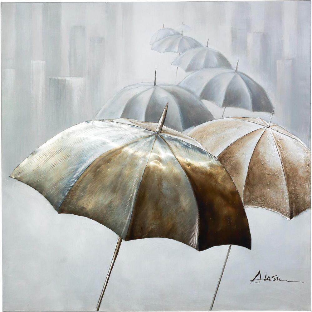 Y Decor 48 in. x 48 in. "Dancing Umbrellas" Hand Painted Canvas Wall